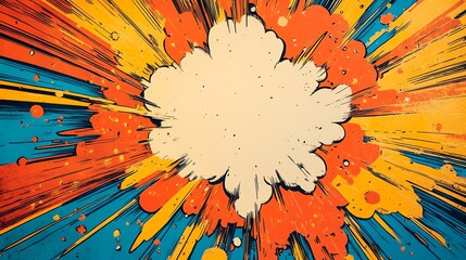 Poster - Colorful comic-style explosion graphic with a blank center for text or design.