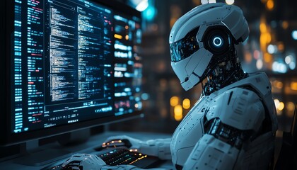 Poster - A cyberpunk robot in a tailored suit