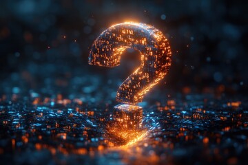 Aufkleber - 3D Question Mark Binary Code Artificial Intelligence Digital Technology Advanced Natural Language Processing Systems