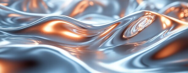 Aufkleber - Silver Liquid Waves Abstract Background Design