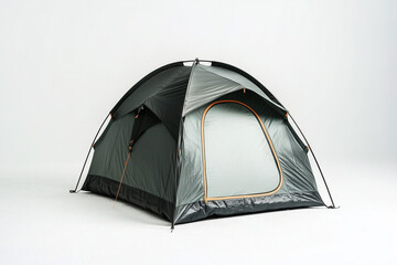 selective focus camping tent isolated on white background, outdoor camping shelter on white.