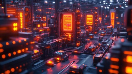 Aufkleber - Isometric Illustration of an Advanced Smart Warehouse System Focusing on Inventory Management and Automation