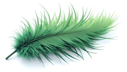 Wall Mural - green feather isolated on white