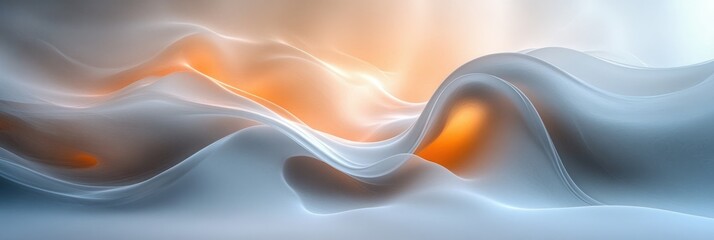 Poster - Abstract Wavy Gradient Background Light Gray White Design