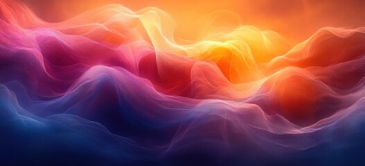 Aufkleber - Abstract Gradient Background Fluid Wave Purple Pink Orange Black Glowing Smooth Texture Design
