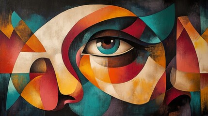 Canvas Print - Abstract Geometric Portrait: An Enigmatic Gaze