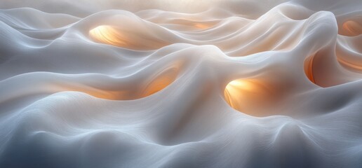 Poster - Abstract White Wave Background with Soft Lighting and Smooth Curves