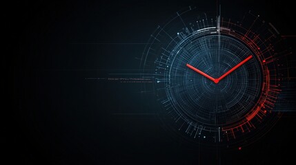Aufkleber - Digital Clock Concept with Red Accents and Abstract Background Illustrating Time and Technology in a Modern Design