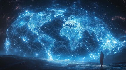 Poster - Global Connectivity Network Abstract Map Cyber Technology Data Transfer Cyberpunk Design