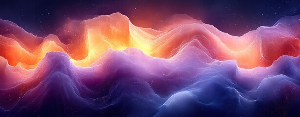 Leinwandbilder - Abstract Gradient Flowing Lines Background with Purple and Orange Glow