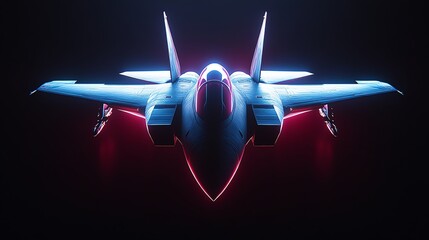 Poster - A futuristic jet aircraft with glowing accents against a dark background.
