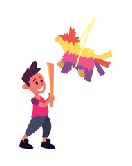 Wall Mural - kid hitting pinata birthday party