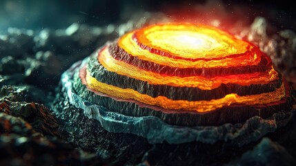 Poster - A vibrant illustration of the Earth s layers, including the crust, mantle, and core, with clear labels and a colorful palette, designed to educate about geology.