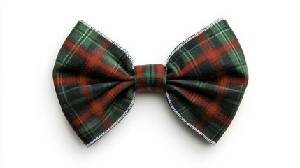 Wall Mural - Red and green plaid ribbon twisted into bow, perfect for festive occasions and decorations. This stylish accessory adds cheerful touch to any outfit or gift