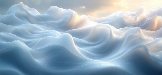 Poster - Minimalist Flowing White Waves Background Abstract Art Design