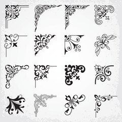 Canvas Print - vintage design elements corners for frames set 1