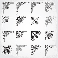 Canvas Print - vintage design elements corners for frames set 1