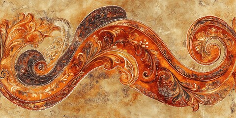 Poster - Ornate swirling design in warm tones, suitable for wallpaper or decorative art.