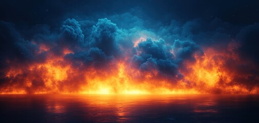 Aufkleber - gradient abstract background blue orange dark glowing smooth texture wave dreamy composition