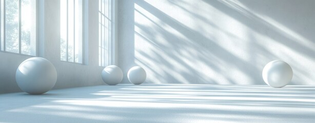 Poster - Floating Spheres in Bright White Environment