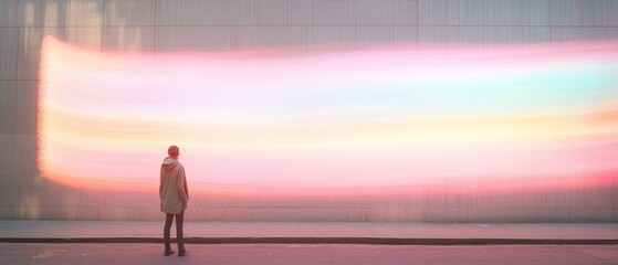 Aufkleber - Dynamic Neon Street Art Projection on Urban Wall at Night