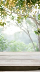 Poster - Tranquil Outdoor Setting with Twinkling Lights and Lush Greenery