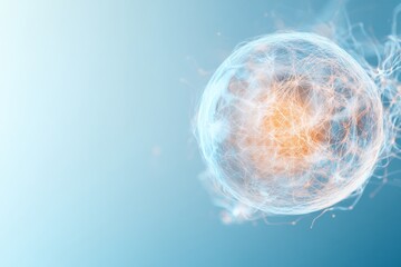 Poster - Ethereal Glowing Sphere with Abstract Energy Flows on a Gradient Background | Gentle Futurism and Quantum Tech Aesthetic