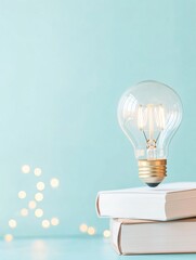 Aufkleber - Illuminated Learning A Minimalist Study Space with Glowing Light Bulb and Books