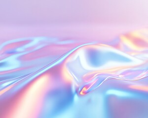 Poster - Iridescent Wave Textures Abstract Cool-Toned Digital Aesthetic