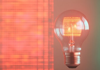 Fototapete - Digital Encryption Concept Glowing Lightbulb with Geometric Data Patterns on Cool-Toned Background