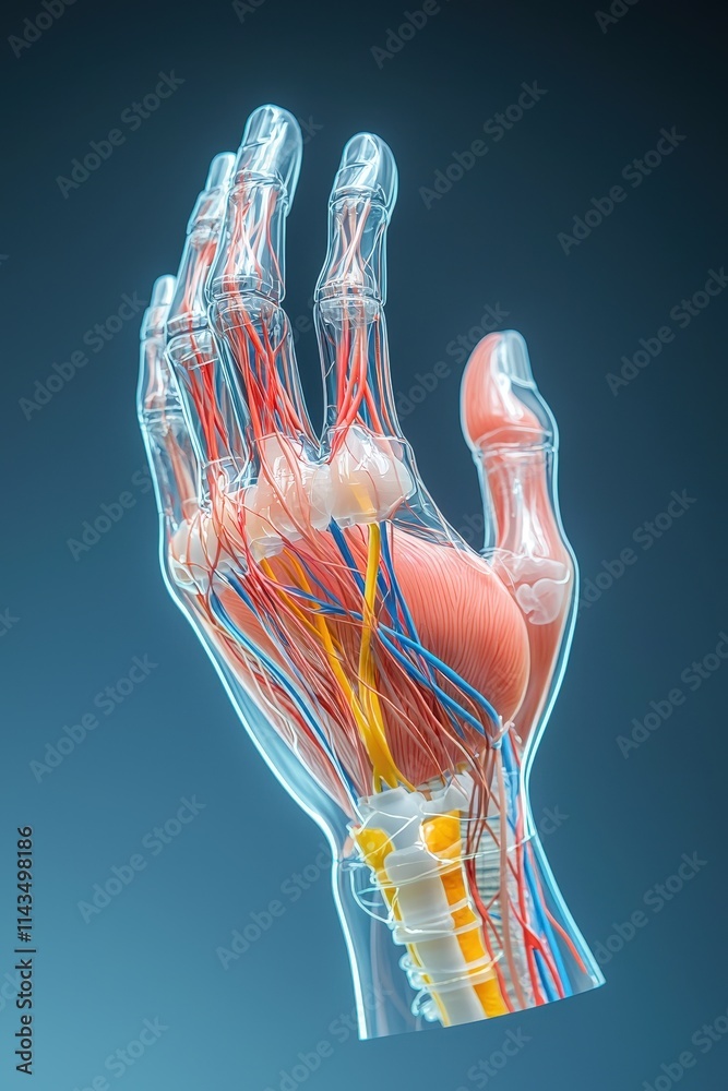 Human hand anatomy with labeled tendons and ligaments Stock ...