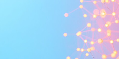 Poster - Pastel Network Visualization of Connected Light Points on Soft Gradient Background