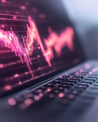 Fototapete - Futuristic Cryptocurrency Chart on Laptop Financial Innovation in Digital Trading