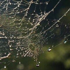 spider web with dew drops