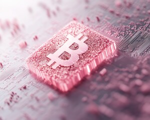 Poster - Abstract Digital Cryptocurrency Symbol on Textured Surface