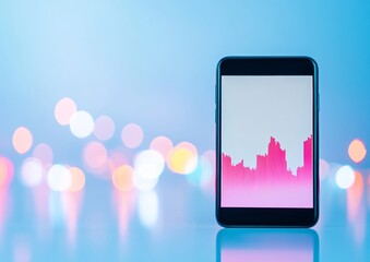 Poster - High-Tech Smartphone Displaying Cryptocurrency Trends with Neon Reflections