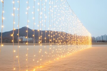 Poster - Illuminated Winter Scene Abstract Christmas Lights at Dusk in a City Park