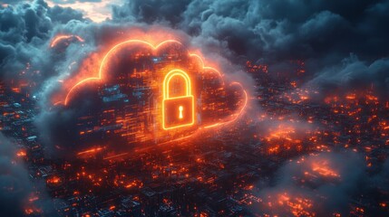 Poster - Cloud Security Data Protection Technology Cybersecurity Services Encryption Privacy Backup Computing Infrastructure Management Access Compliance