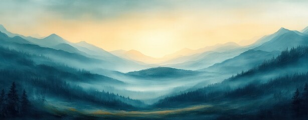 Poster - futuristic abstract landscape with soft light and gentle gradients