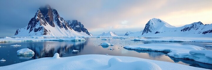 arctic wilderness with snow and ice at the northern tip of prins karls forland spitsbergen, northern