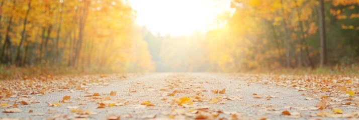 Wall Mural - Golden Autumn Path Radiant Light and Rustic Textures