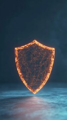 Fototapete - Glowing Digital Shield Against Futuristic Dark Background