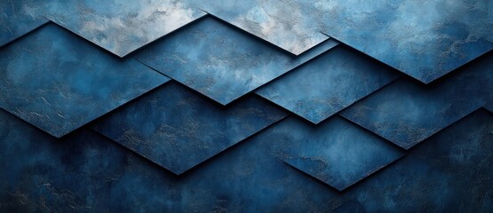 Poster - Abstract Geometric Shapes Background with Dark Blue Gradient and Black Lines for Modern Minimalist Design