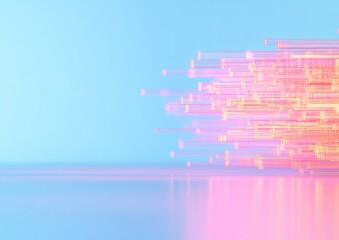 Poster - Futuristic Digital Abstract Neon Light Trails and Blue Background