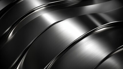Poster - Futuristic Chrome Waves Sleek Metallic Textures in Soft Light