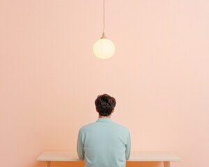 Poster - Solitary Reflection Under Soft Light Minimalism and Contemplation