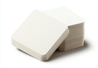 Poster - Blank square cards stacked on a light background, ideal for design mockups, advertising, personalization, crafts, games, or showcasing creative projects and artworks
