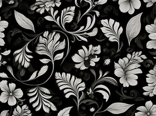 Graphic art with seamless floral pattern