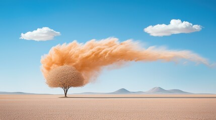 Poster - A swirling dust devil dances across a parched landscape, picking up sand and debris in its wake, showcasing the raw power of wind in arid environments.
