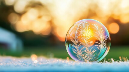 Poster - A close up of a soap bubble, its iridescent surface reflecting a kaleidoscope of swirling colors and patterns, showcasing the beauty of light and fluidity.